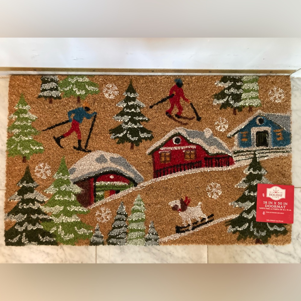 Christmas holidays coir floor mat